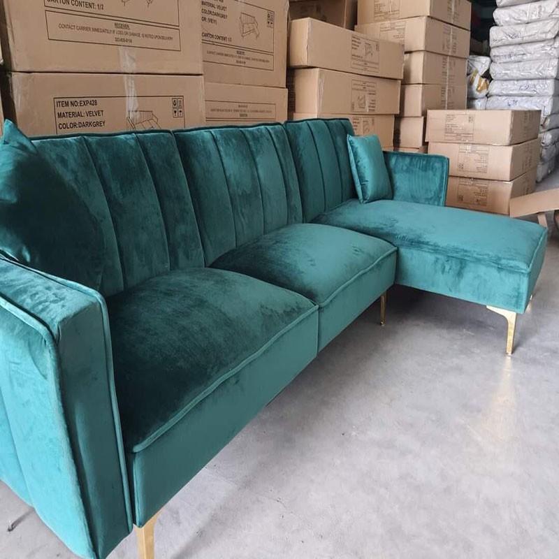 Ghế sofa góc chữ L bọc nhung