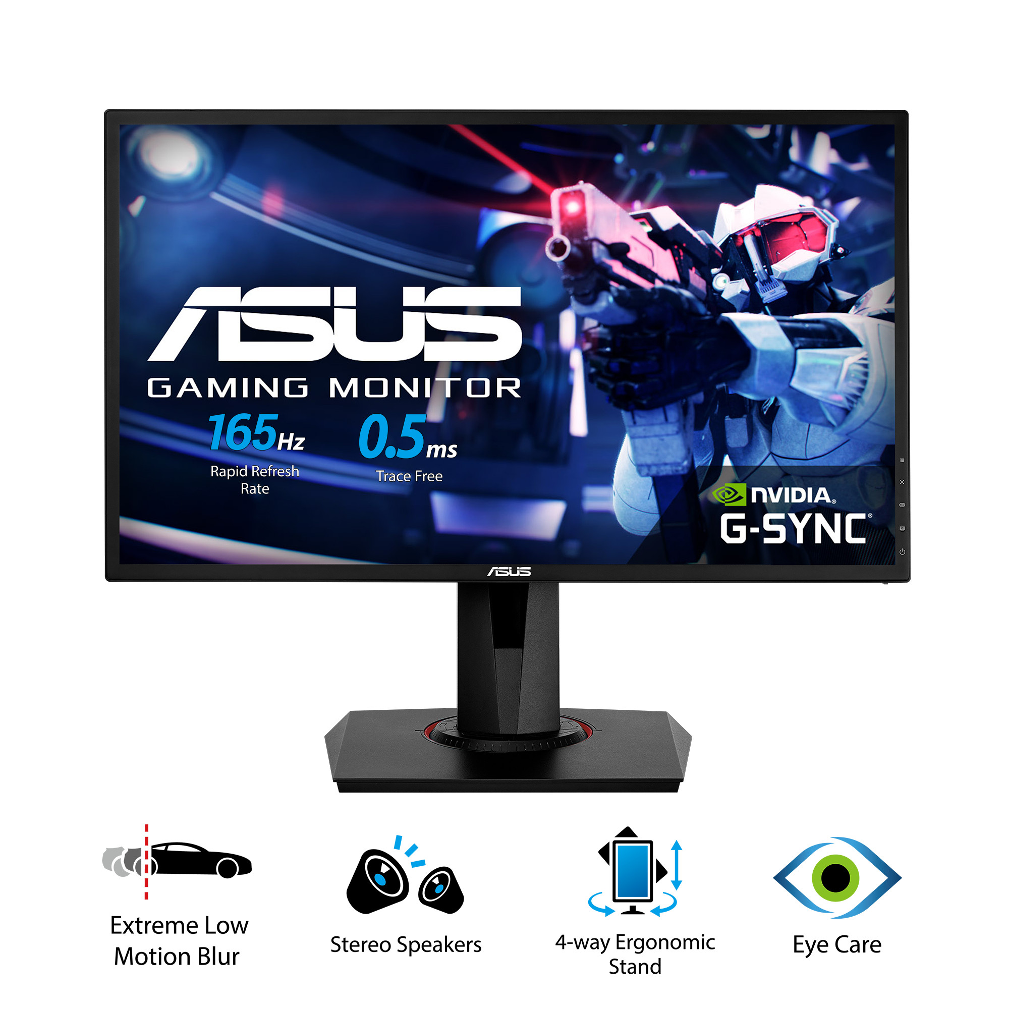 Màn hình chơi game ASUS VG248QG - 24”, Full HD, 0,5ms*, 165Hz (có thể ép xung), tương thích G-SYNC, Adaptive-Sync - Hàng Chính Hãng