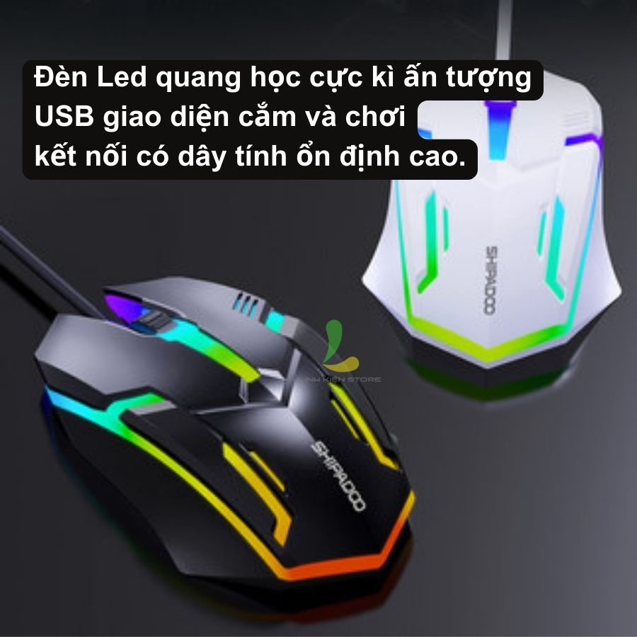 Chuột máy tính SHIPADOO S190 - Chuột gaming có dây kết hợp đèn led quang học cực ấn tượng - Hàng nhập khẩu