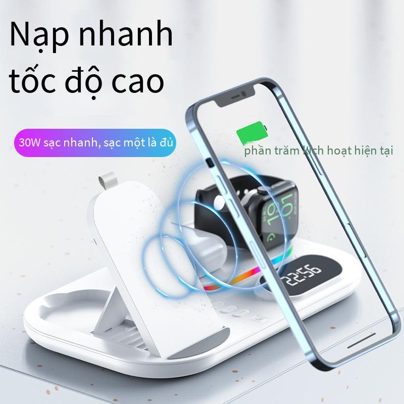 Bộ sạc nhanh không dây từ tính 3 trong 1 kiểu dáng mới nhất phù hợp với đồng hồ điện thoại di động Apple 12/13 Nguồn tai nghe Bluetooth