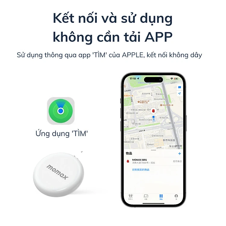 Định Vị GPS Momax PINPOP BR7 bỏ túi nhỏ gọn, định vị đa năng theo dõi người, đồ vật, hành lý, kèm dây móc treo - Hàng chính hãng