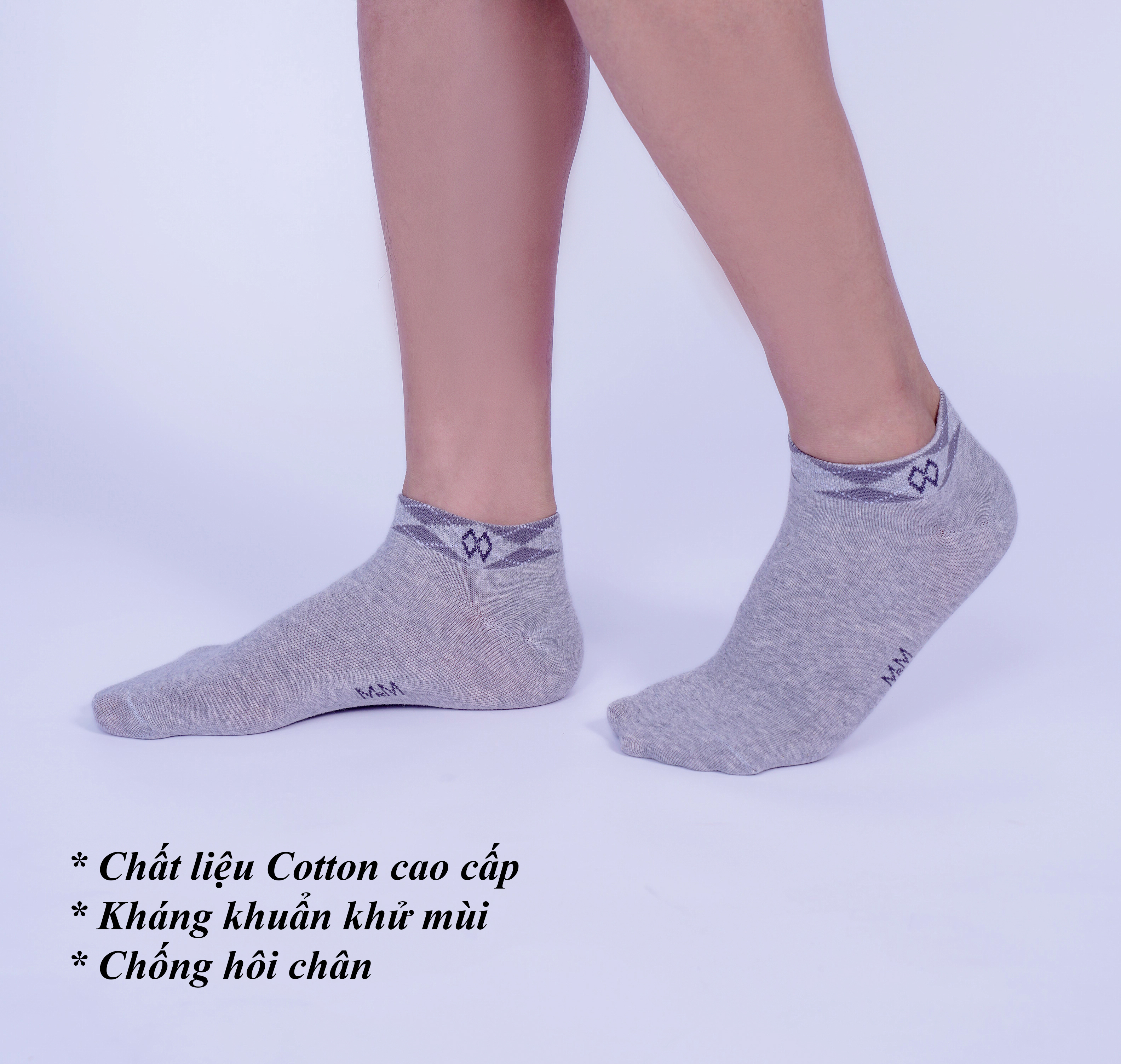 Hình ảnh Hộp 5 đôi tất vớ nam cổ ngắn kẻ caro MRM Manlywear - cùng màu, chất liệu sợi cotton êm chân, mềm mại thoáng mát, chống hôi chân