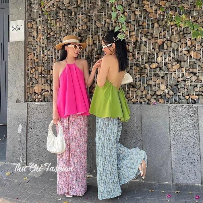Đồ bộ nữ quần ống suông rộng áo yếm (freesize dưới 58kg) * Set đồ bộ nữ mùa hè