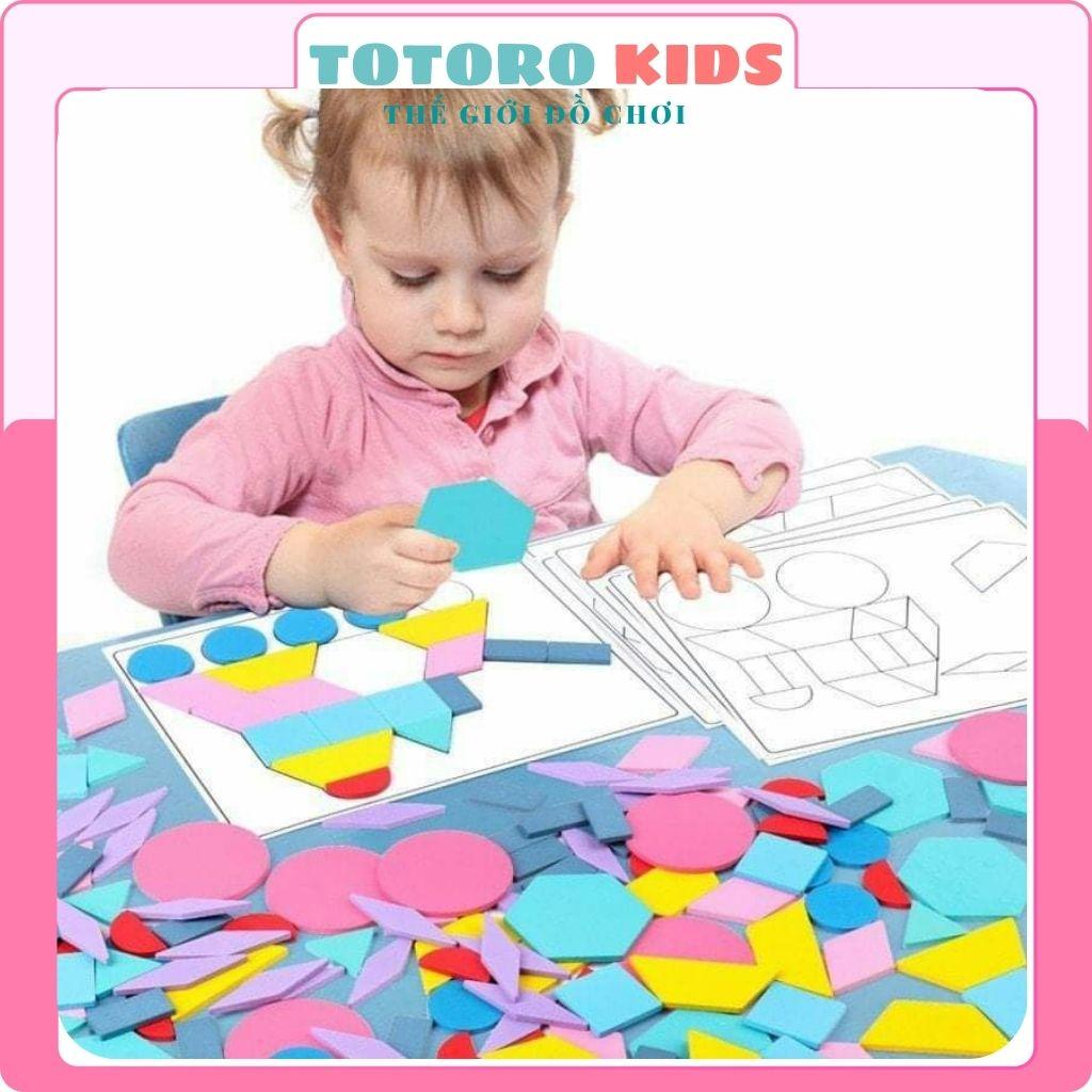 Bộ đồ chơi xếp lắp ráp ghép hình thông minh cho bé bằng gỗ Tangram 180 chi tiết