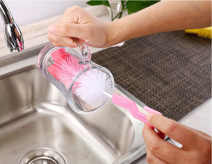 Cây cọ rửa bình sữa, rửa ly, bình nước có đầu mút tạo bọt và móc treo đa năng tiện lợi