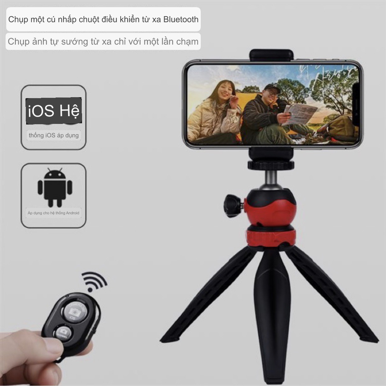 Chân đế Tripod Bluetooth mini TiMa.lala cho điện thoại và máy ảnh K3 - Hàng chính hãng