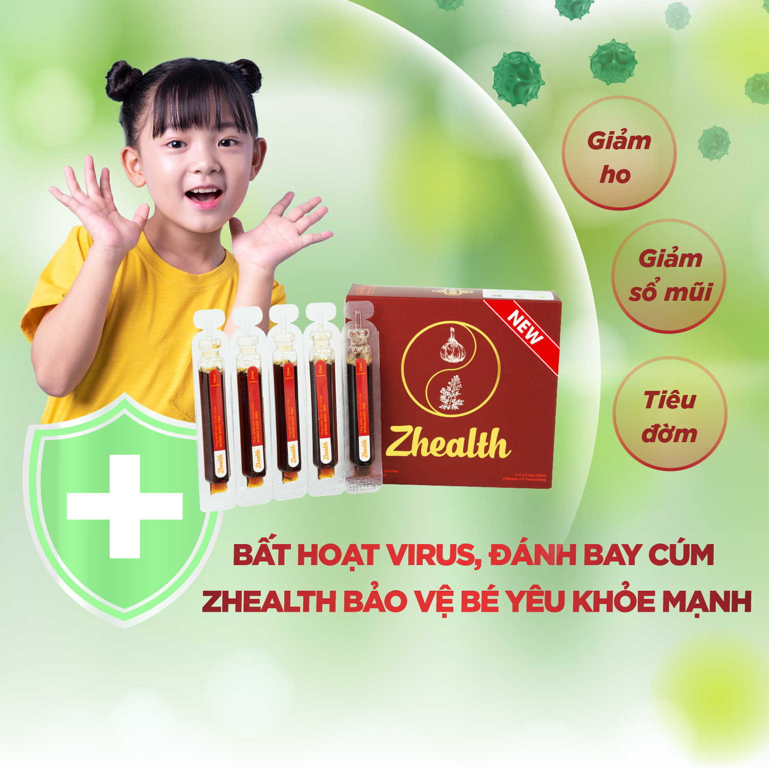 COMBO 2 HỘP Siro Ho Bổ Phế Thảo Dược ZHEALTH Giảm Ho, Viêm Họng, Tăng Cường Hệ Miễn Dịch(Hộp 2 vỉ x 5 ống)