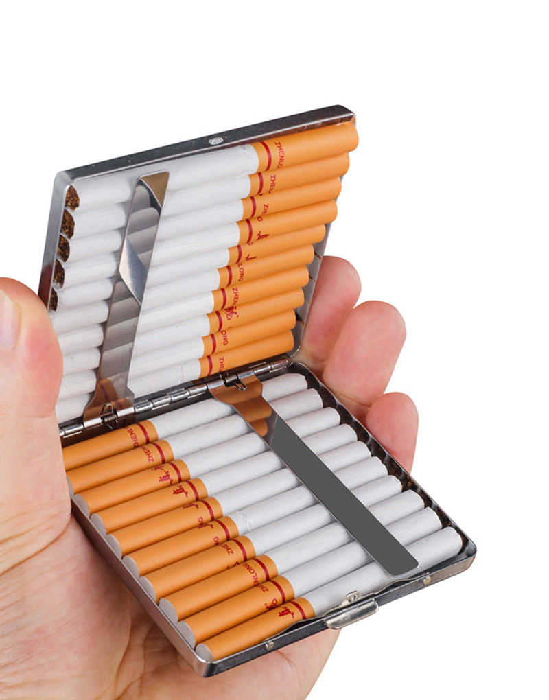 Hộp Đựng Thuốc 20 Điếu Lớn Ngắn Kẹp Kim Loại Hình Thoi