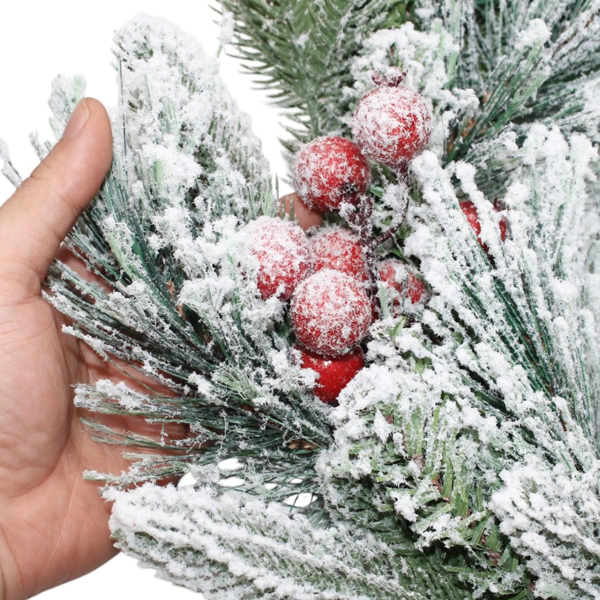 Vòng Hoa Cước Nở Hoa Phủ Tuyết - Trang Trí Noel 50 cm - Chaang Chiia LP-W2-HS20