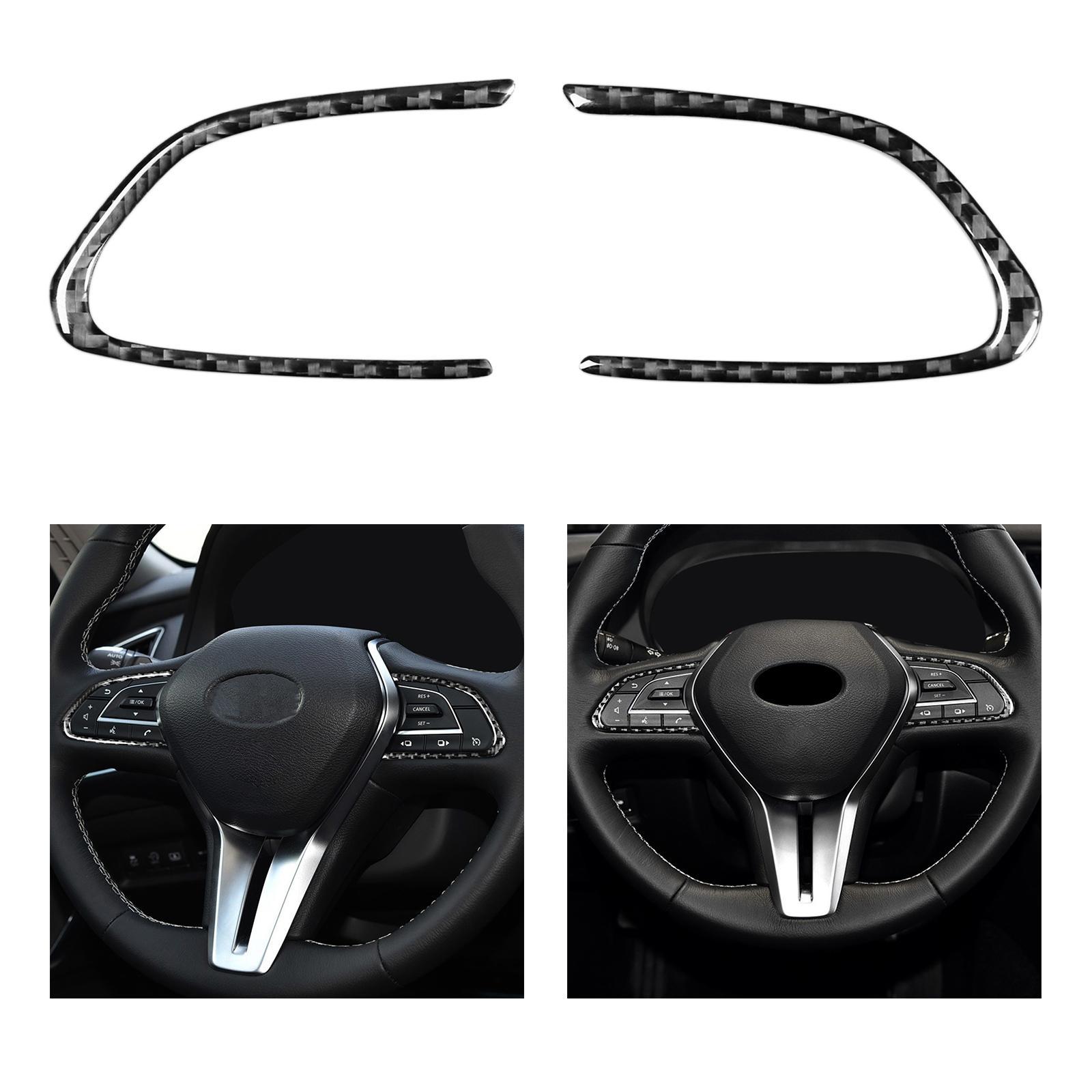 2x Carbon Fiber Steering Wheel Button Cover Trim Sticker for Q50 Black