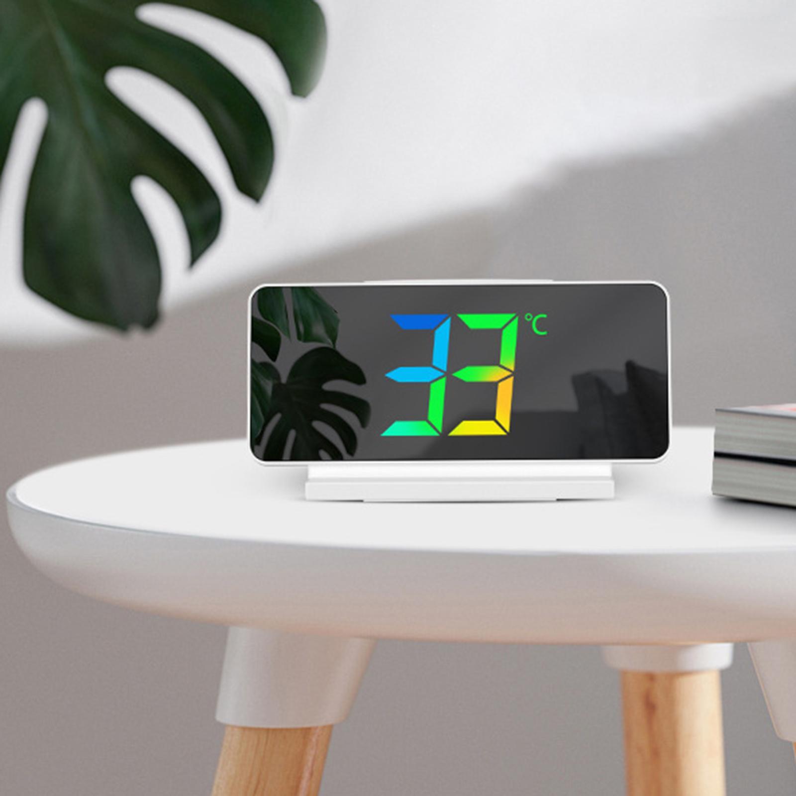 Colorful  Clock Large LED Display Table USB Calendar Seniors Bedroom