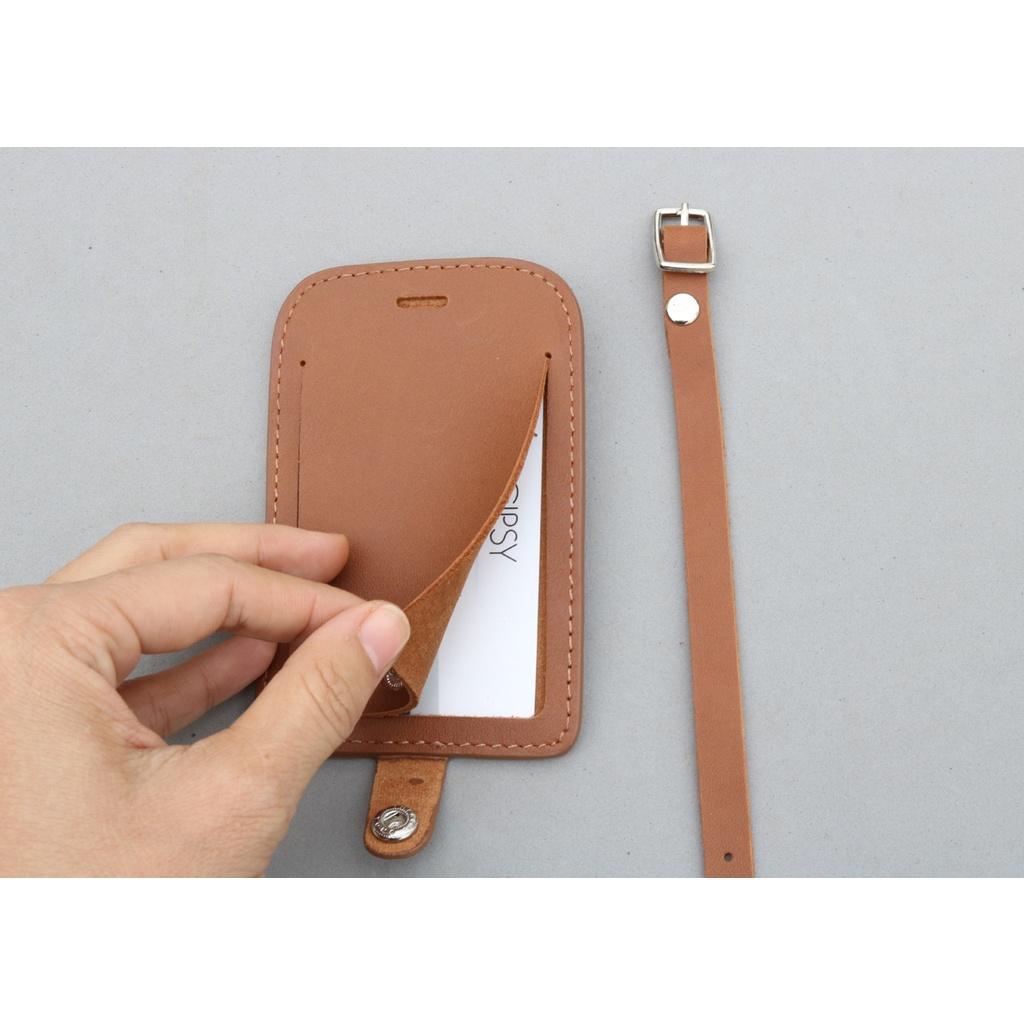 Thẻ Treo Hành Lí/ Luggage Tag Da Bò Có Dây Gài Có Nút Bóp GIPSY