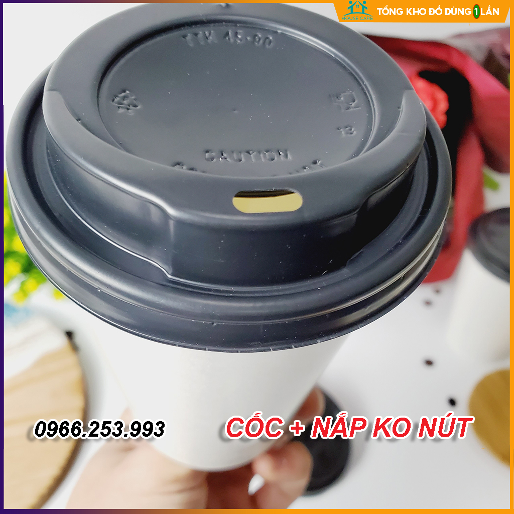 50 cốc giấy CÓ NẮP 480ml - 16OZ