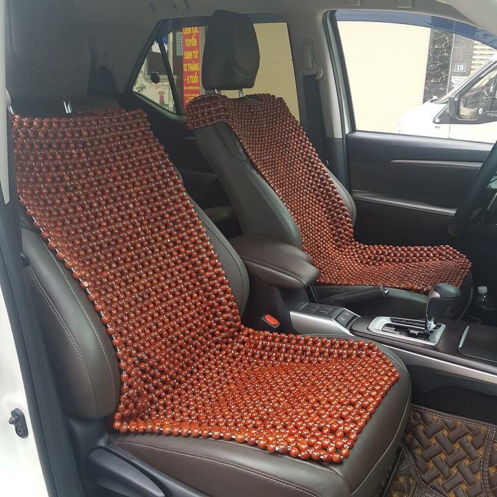 Đệm hạt gỗ Nhãn tự nhiên tựa lưng massage lót ghế ô tô, xe hơi cao cấp kích thước 1,1 x 0,45m