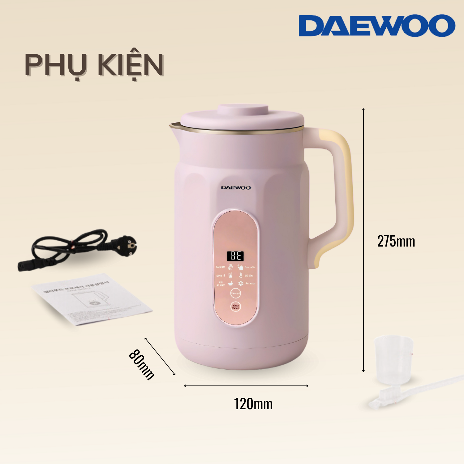 Máy Làm Sữa Hạt Daewoo DWSM-1310 1L, tặng Cẩm Nang 50 Công Thức - Máy Xay Nấu Đa Năng BH 2 năm, Hàng Chính Hãng