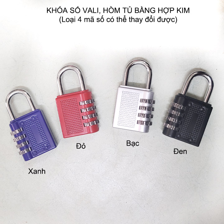 Khóa số vali balo XL033 loại 4 số có thể thay đổi được, làm bằng hợp kim