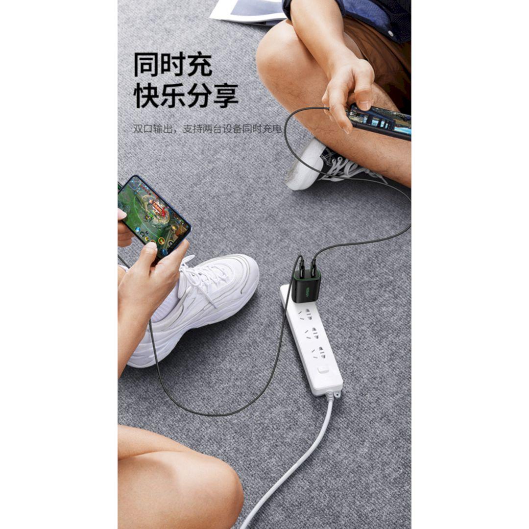 Ugreen UG80912cd230TK 15.5W 5V-2.4a màu đen Củ sạc nhanh 2 cổng usb - HÀNG CHÍNH HÃNG