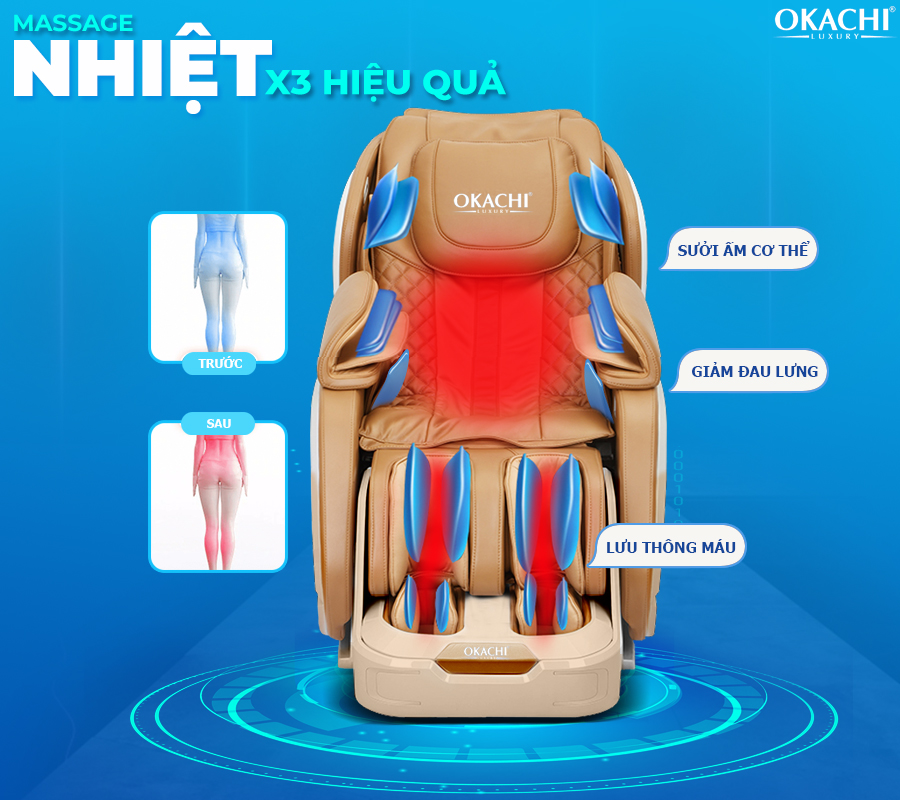 Ghế massage toàn thân OKACHI JP-i60 Plus ( Vàng Gold)