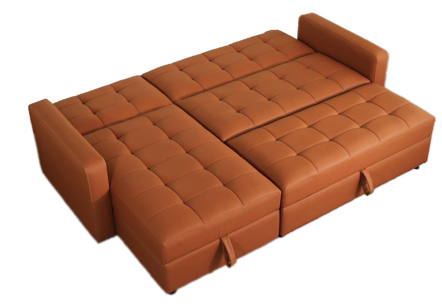 Sofa giường kéo góc L Juno sofa màu cam, xám, tro