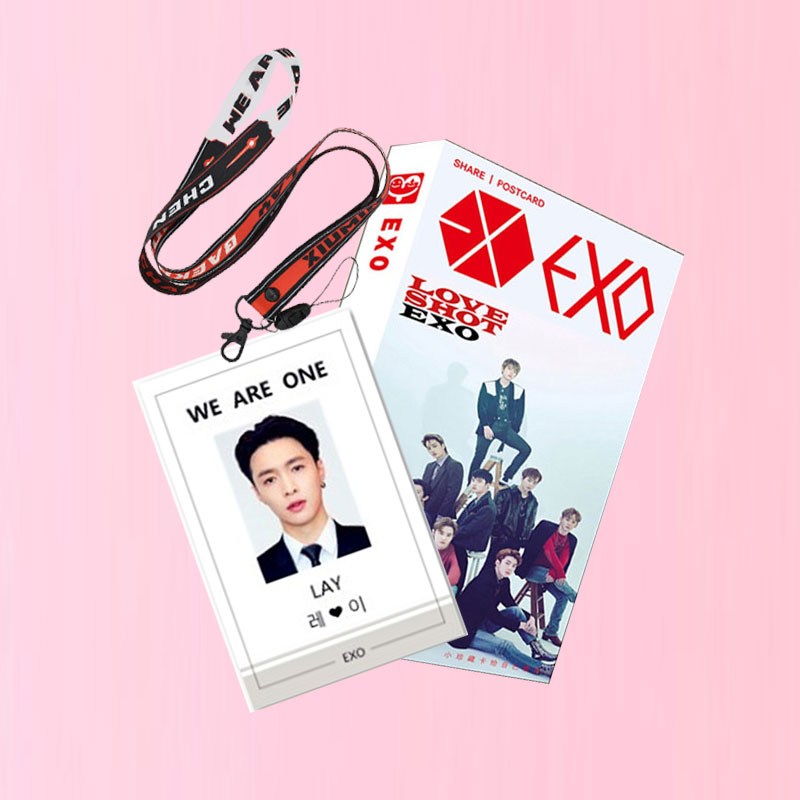 Combo bộ ảnh EXO kèm card cứngLay EXO và dây đeo thẻ EXO