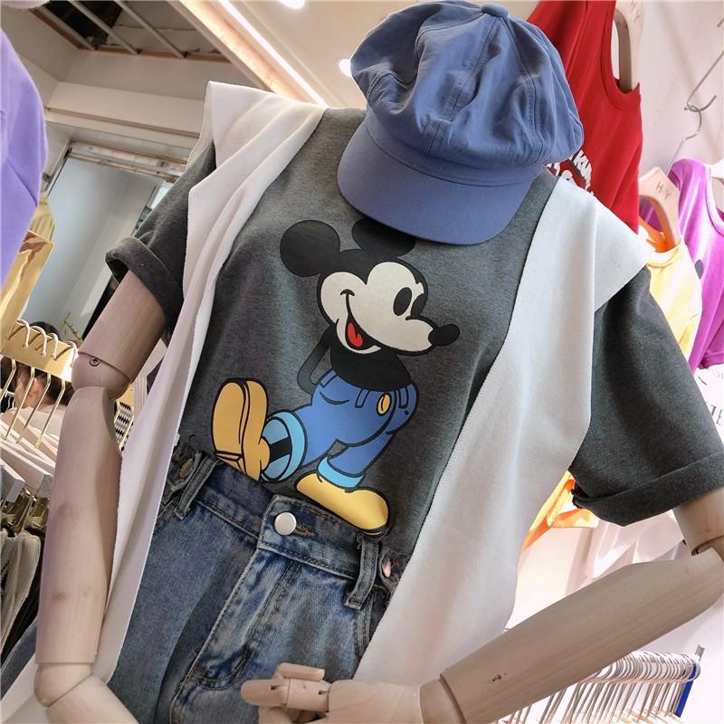 Áo Phông Nữ Uzzang Mùa Hè Hình Mickey 2021