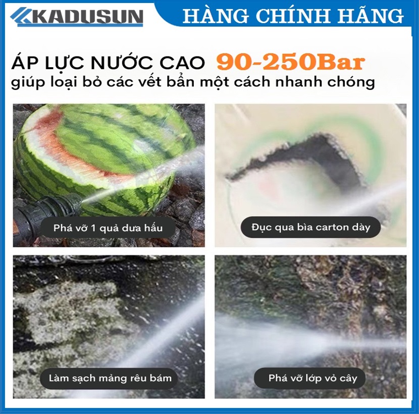 Máy rửa xe Kadusun| Máy phun xịt áp lực cao| Mô tơ cảm ứng từ| Điều chỉnh áp lực| Chế độ thông minh Auto Stop| Máy rửa xe mini | Máy xịt rửa gia đình tặng bình bọt tuyết