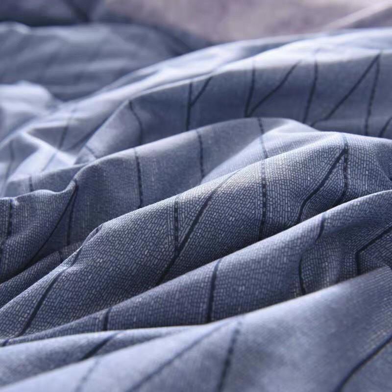 Bộ chăn ga Cotton Poly kẻ chéo xanh lạ mắt - Hàng nhập khẩu
