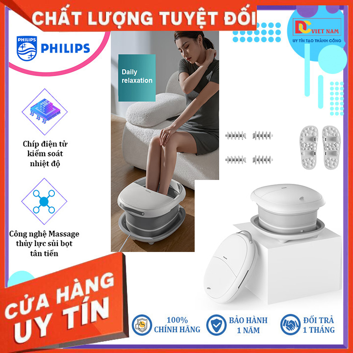 Bồn ngâm kiêm máy massage chân tự động. Thương hiệu Philips Hà Lan cao cấp PPM3101F