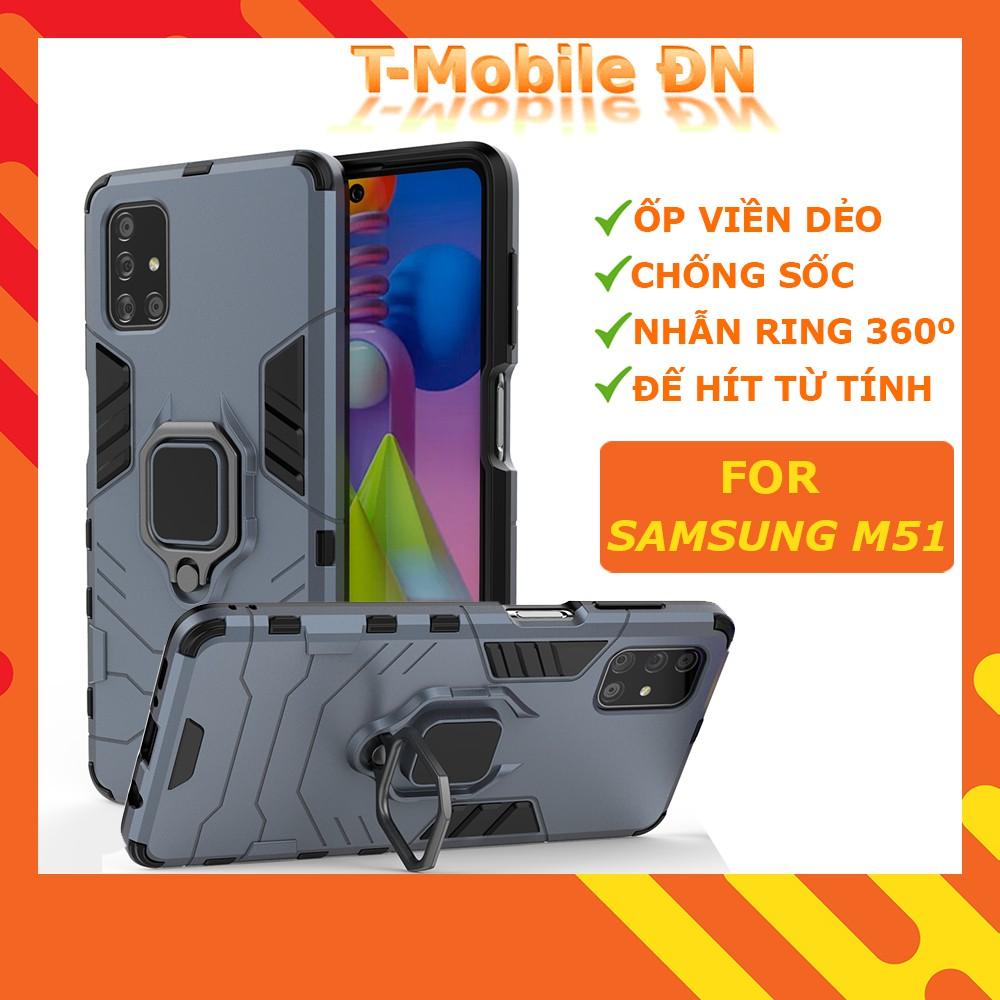 Ốp lưng cho Samsung M51 iron man chống sốc kèm nhẫn xoay chống xem video bảo vệ camera