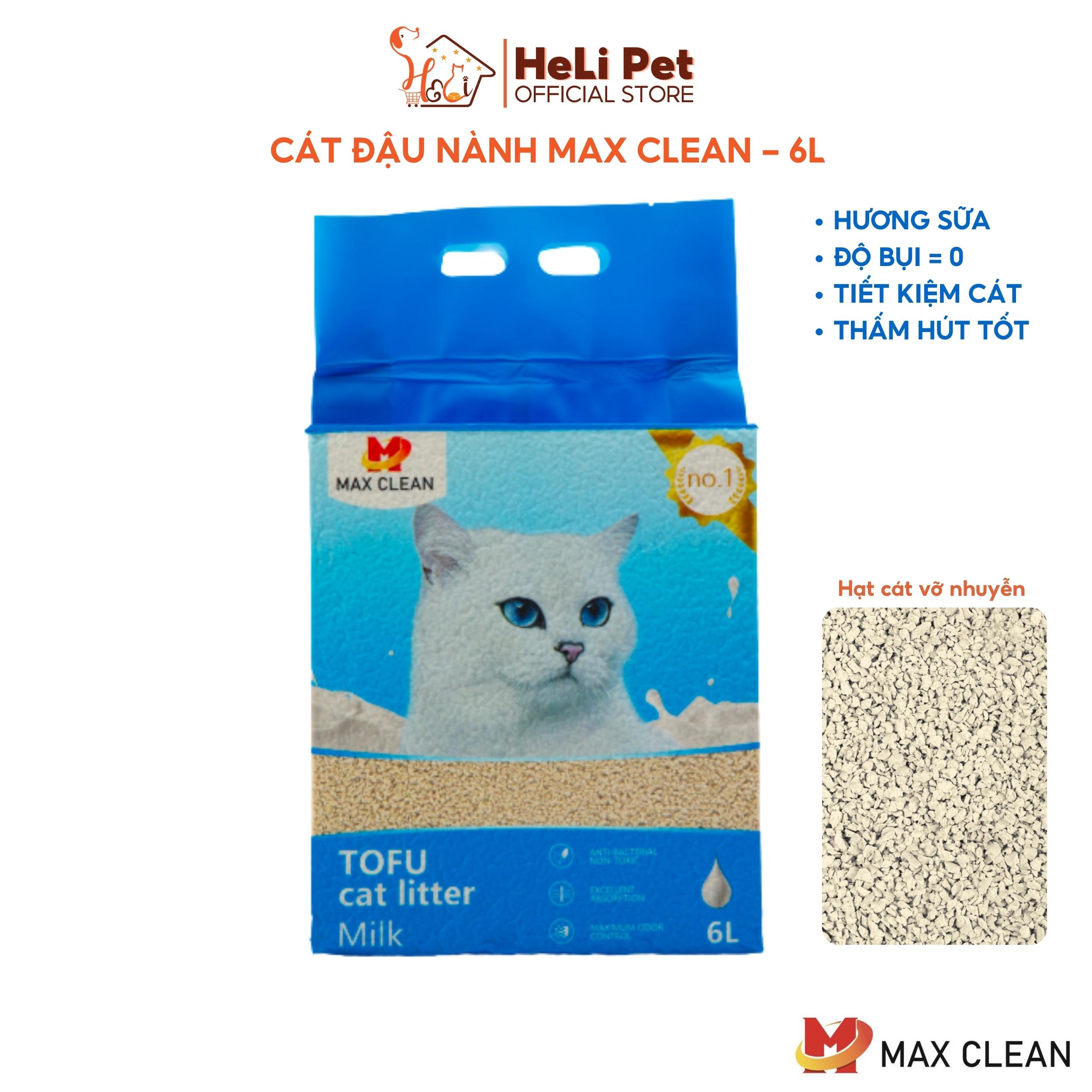 1 THÙNG 6 BỊCH Cát Đậu Nành Max Clean Cát Tofu Vệ Sinh Cao Cấp Cho Mèo Siêu Vón Cục Không Bụi- HeLiPet