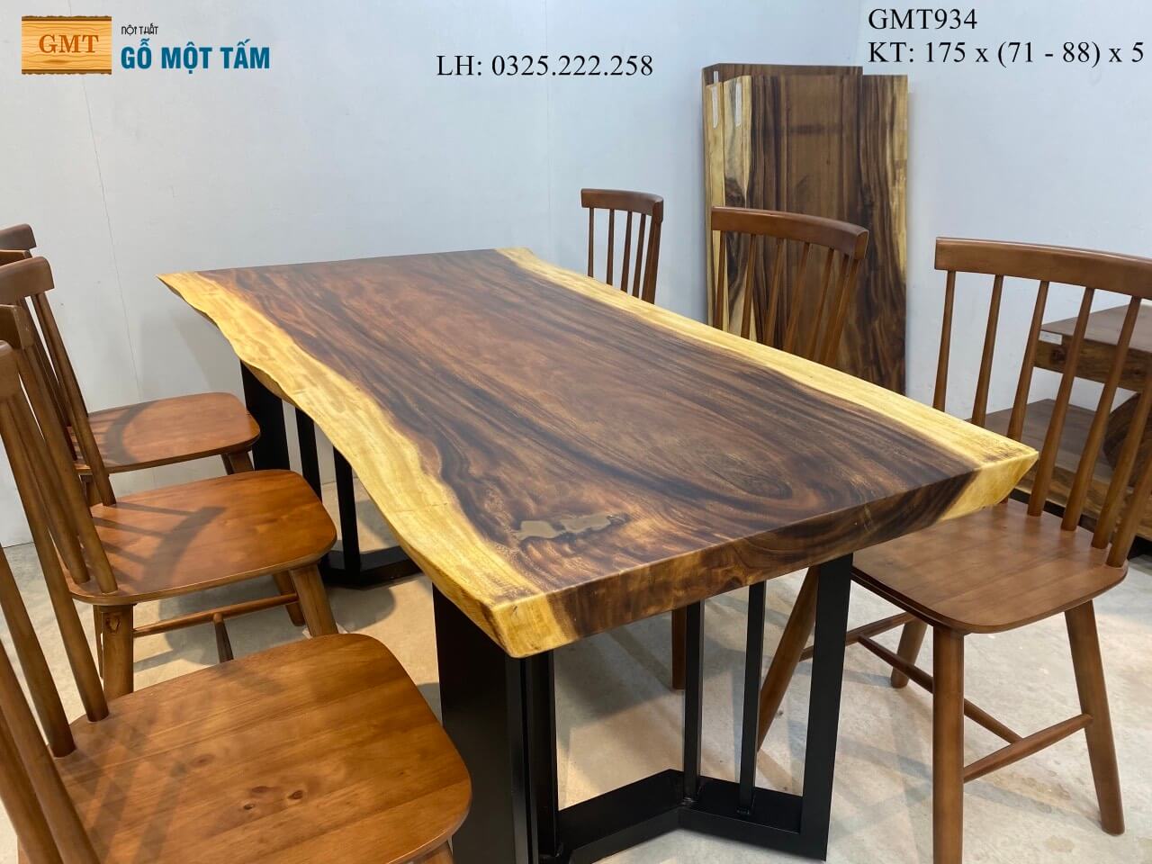 Bàn Gỗ Me Tây Nguyên Tấm, Bàn Làm Việc Gỗ Me Tây, Bàn Ăn Gỗ Me Tây Dài 1,75m Rộng 88cm Dày 5cm