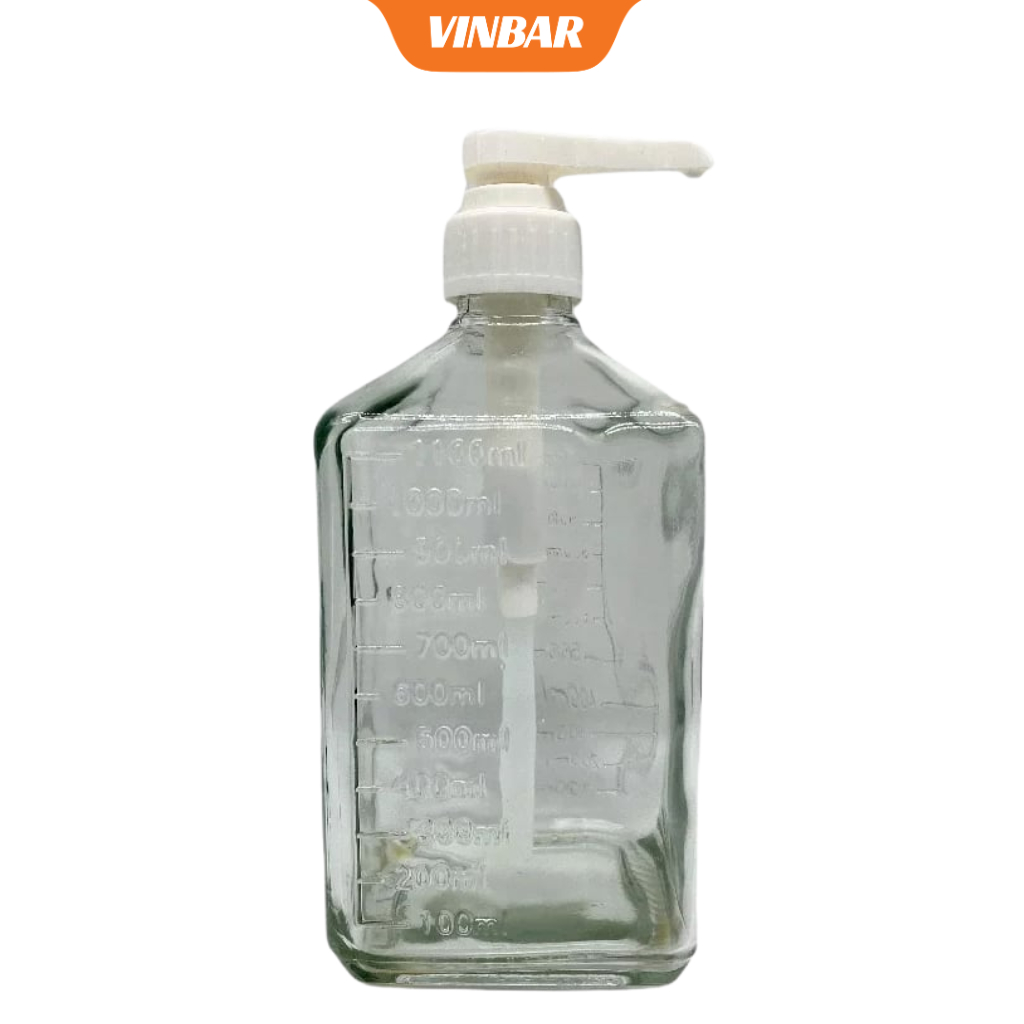 BÌNH CHỨA SIRO CÓ VÒI XỊT 1000ML THỦY TINH