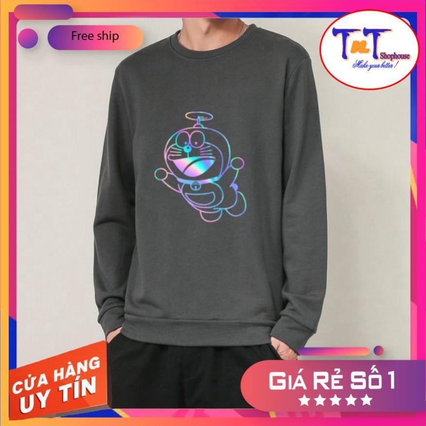 AS18 Áo Sweater Unisex ️/Áo nỉ Ulzzang phản quang unisex dài tay nam nữ - Doremon Chong Chóng
