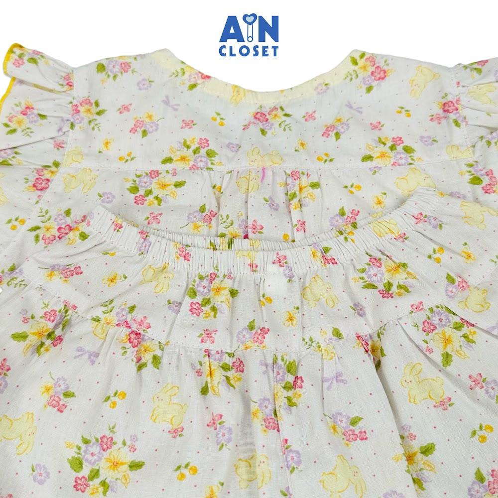 Bộ quần áo Ngắn bé gái hoạ tiết Chùm Hoa Vàng Cotton - AICDBGXNWLWR - AIN Closet