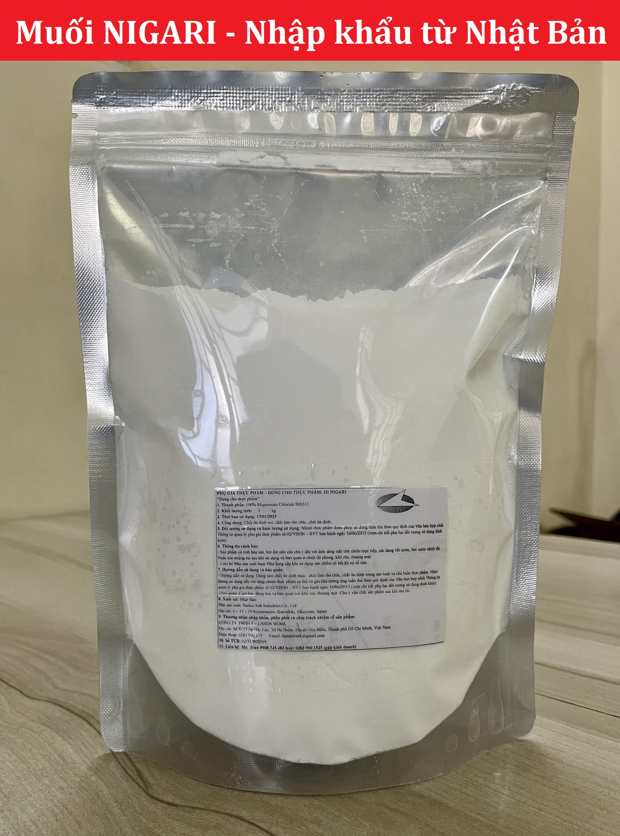 1kg Muối Nigari Nhật Bản tạo đông đậu hũ đậu phụ (chiết từ bao 20kg)