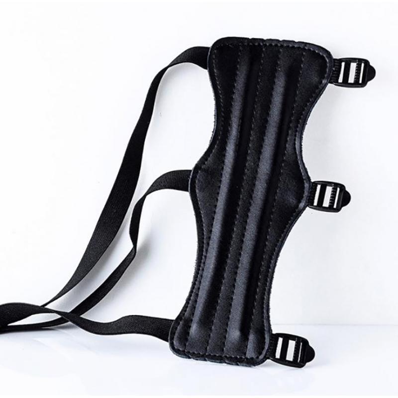 PU Leather 3 Straps Arm Guard for Recurve Compound Long Bow Hunting Shooting Black