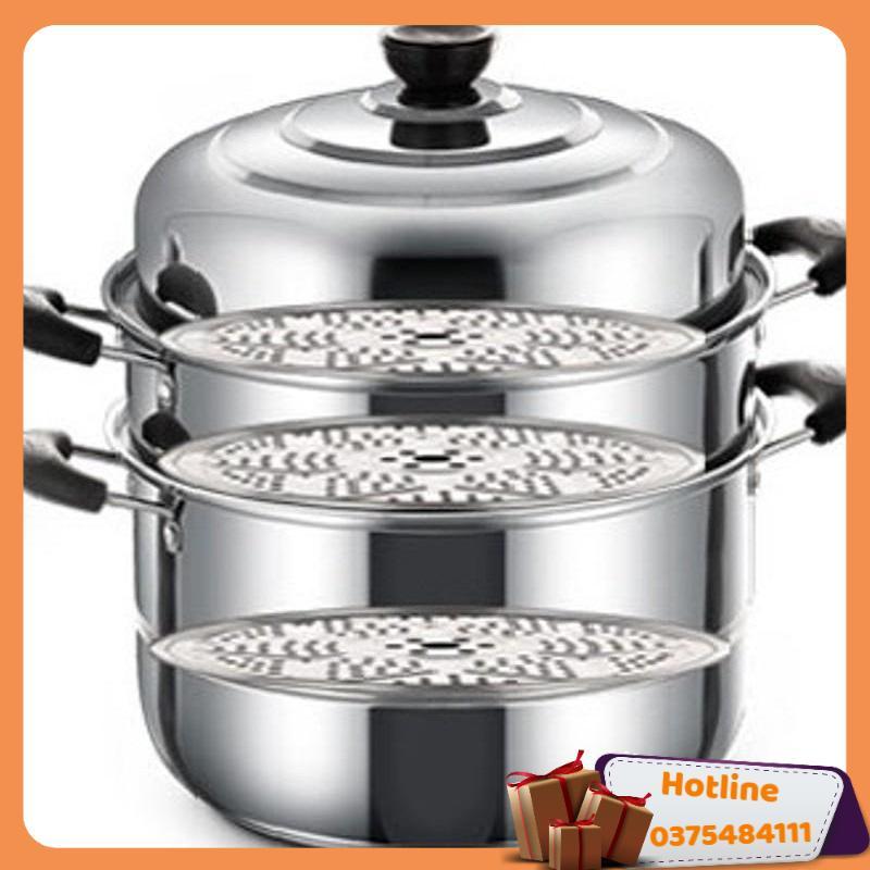 Nồi Hấp Kiêm Nồi Luộc Gà Inox 3 Tầng - Sz 28Cm - Hàng Loại 1