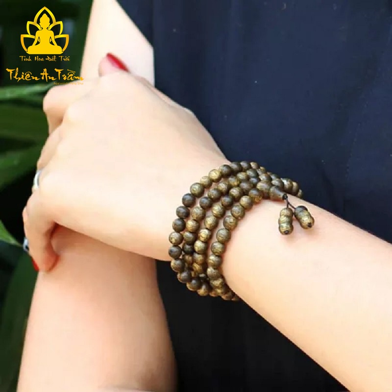 Chuỗi trầm hương 108 hạt - chuỗi trầm hương tốc tự nhiên cao cấp tài lộc hanh thông - Size 6mm