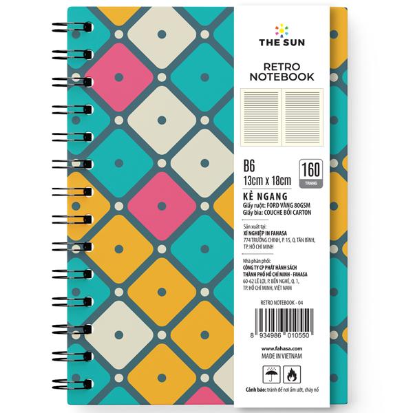 Sổ Lò Xo Bìa Cứng Retro B6 - Kẻ Ngang - 160 Trang 80gsm - The Sun 04