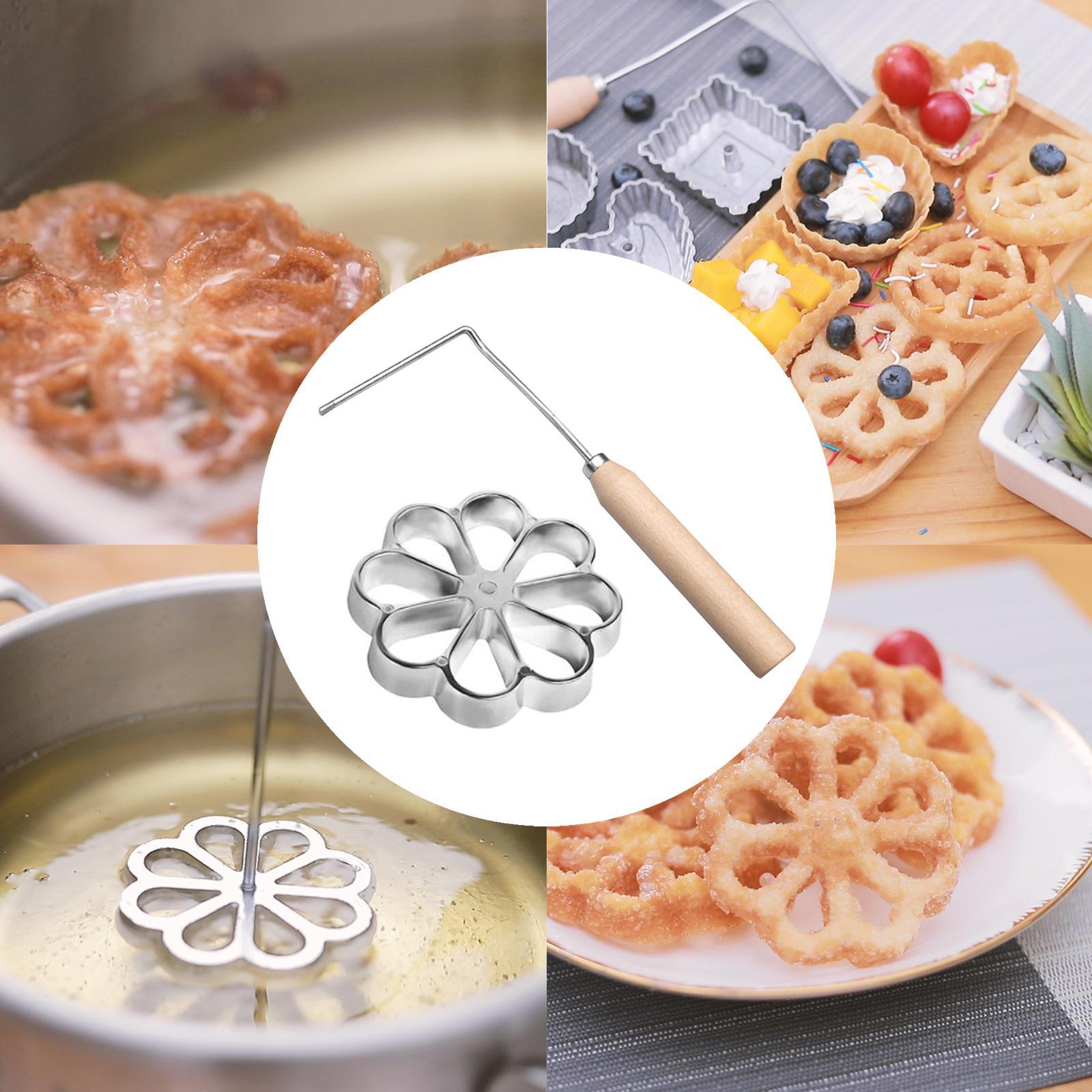 Rosette Iron Set Maker  With Handle Waffle Timbale Molds