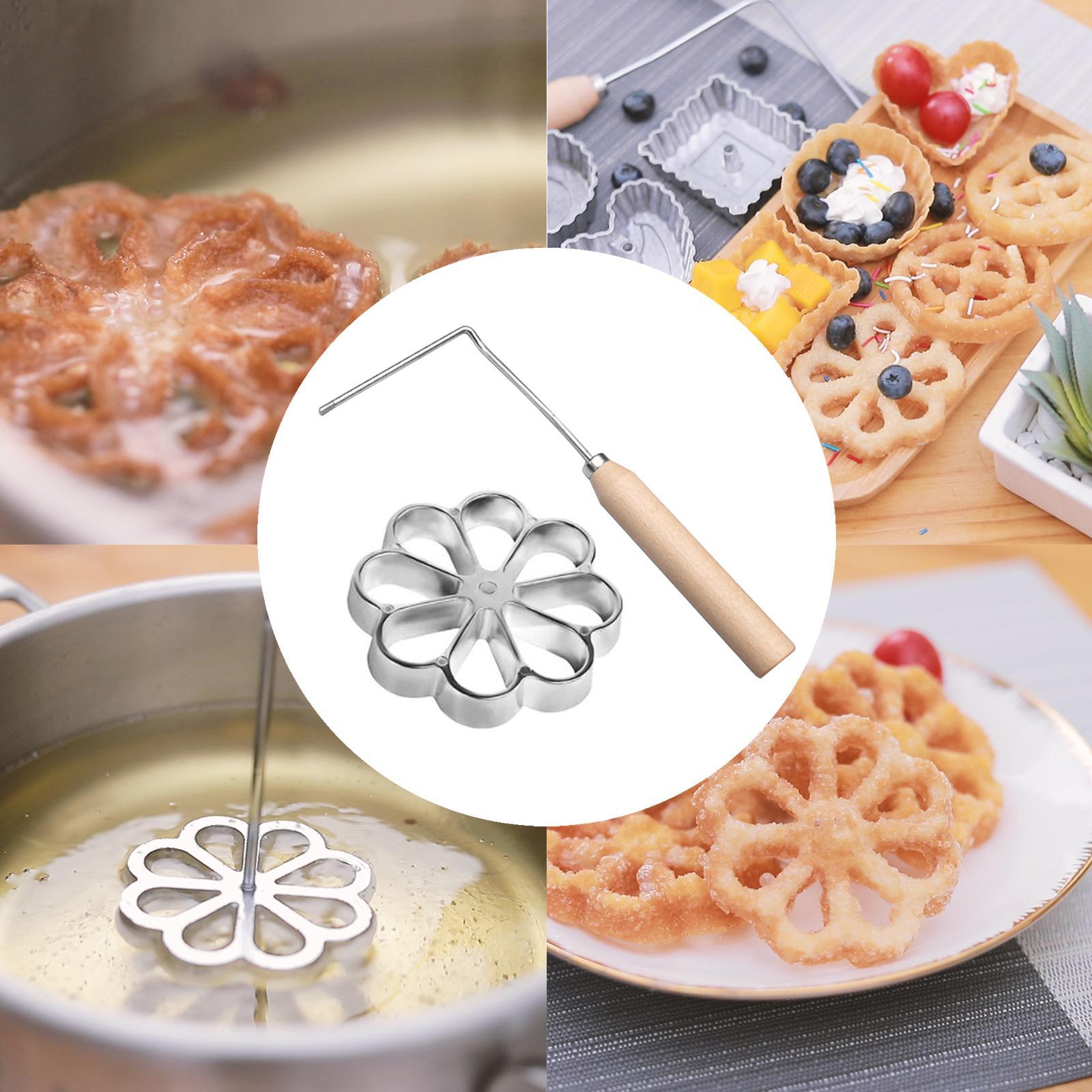 Rosette Iron Set Maker With Handle Waffle Timbale Molds