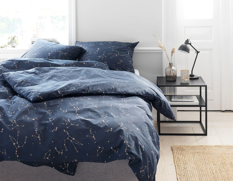 Bộ vỏ chăn gối đôi | cotton | JYSK Siri | xanh biển | R200xD220cm
