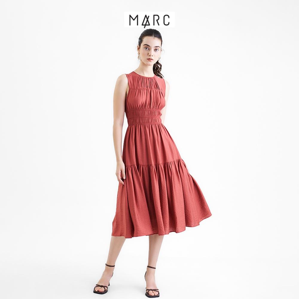 Đầm nữ MARC FASHION midi sát nách rút nhún ngực thun eo FAVH039722