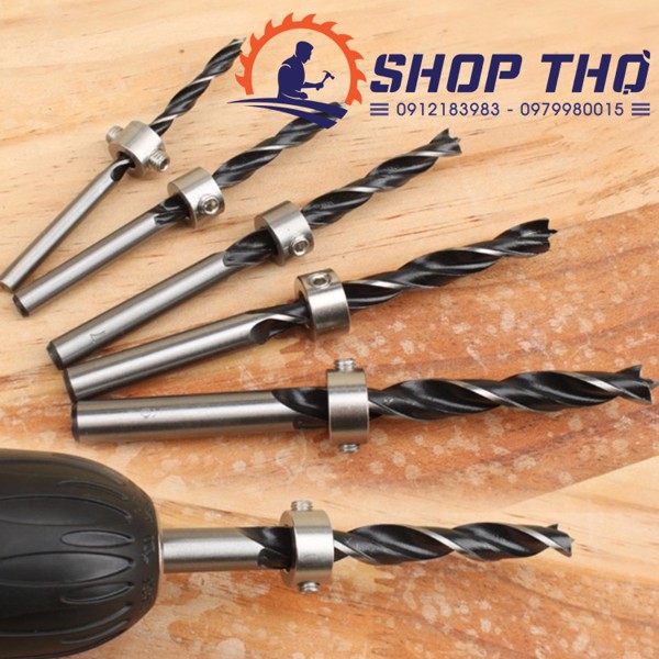 Bộ 6 vòng giới hạn mũi khoan - inox 2 đầu chặn