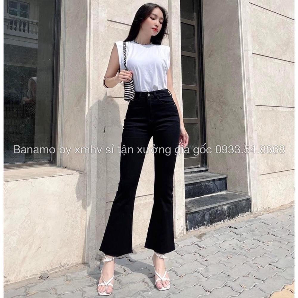 QUẦN BÒ LOE GẤU VẠT LỆCH CHẤT BÒ CO GIÃN TỐT KHÔNG BAI KHÔNG XÙ THỜI TRANG BANAMO FASHION BÒ LOE VẠT LỆCH 462