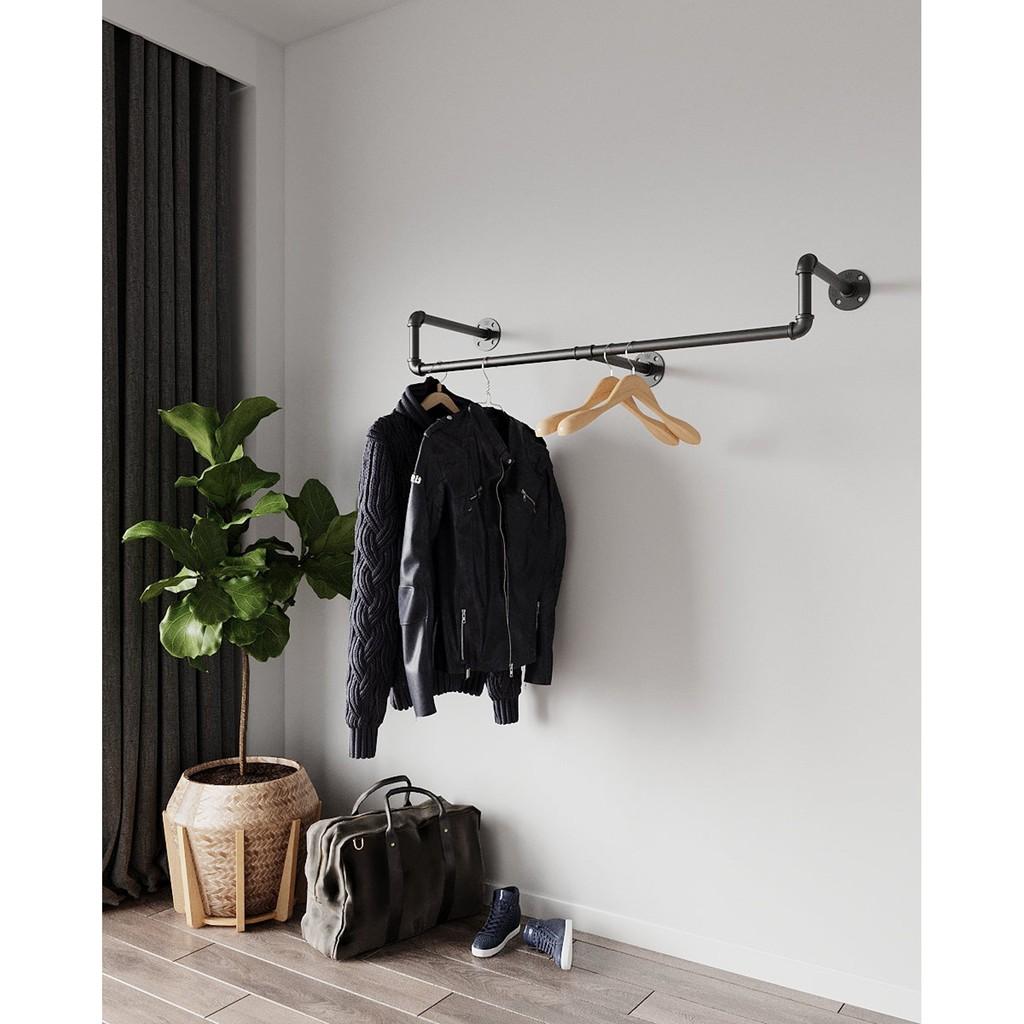 Bộ giá treo ống nước treo quần áo, giá treo quần áo ống sắt trang trí
