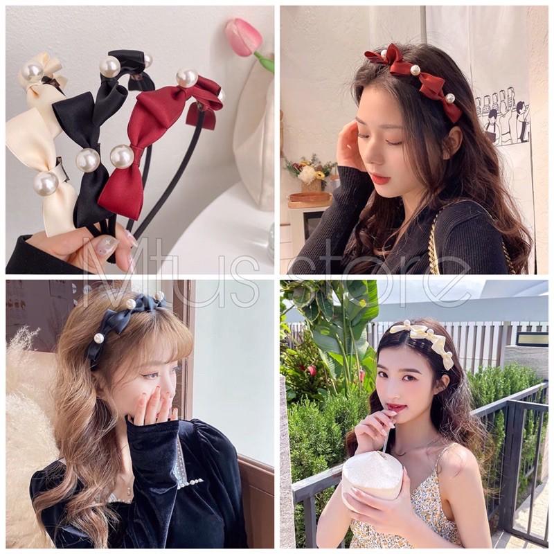Băng đô - cài tóc nơ đính ngọc tiểu thư