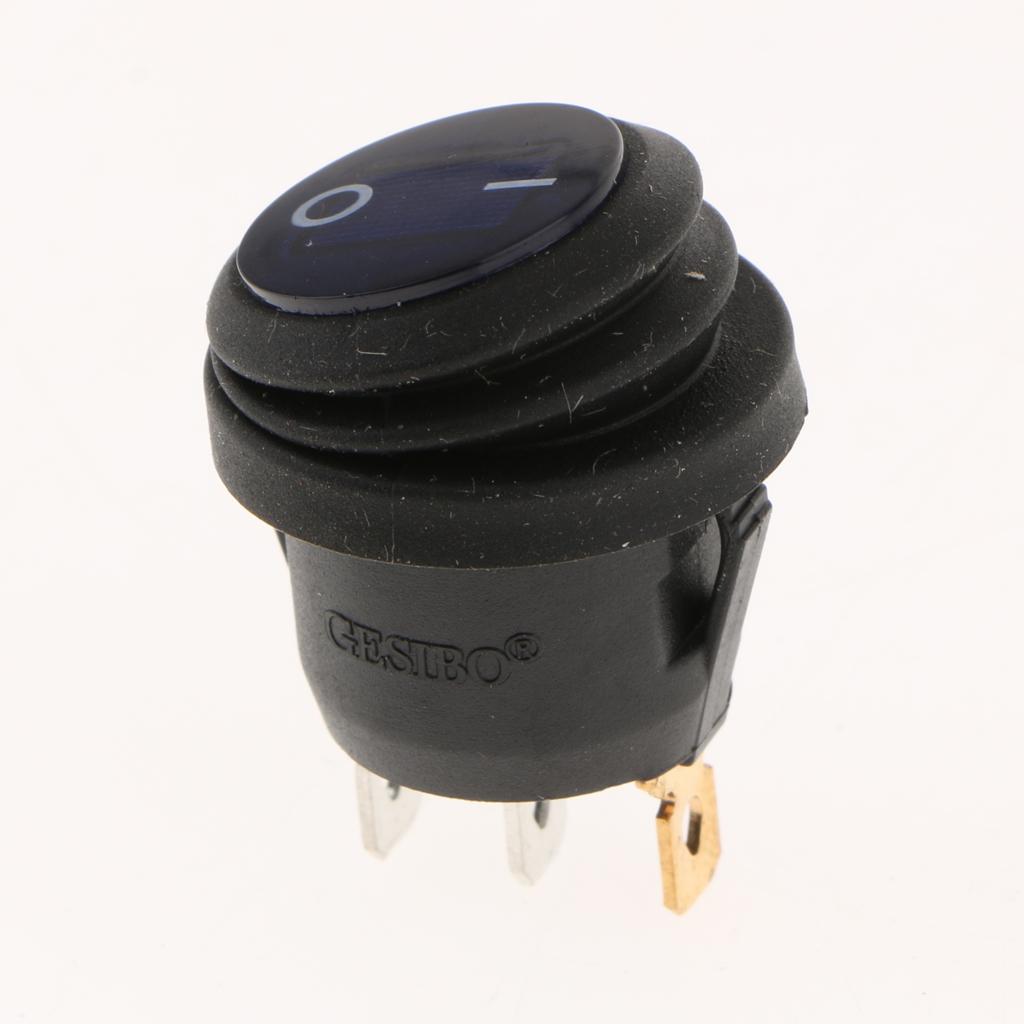 3PCS Blue LED Light 12V Car Marine Boat Round Rocker ON/OFF Toggle Switch