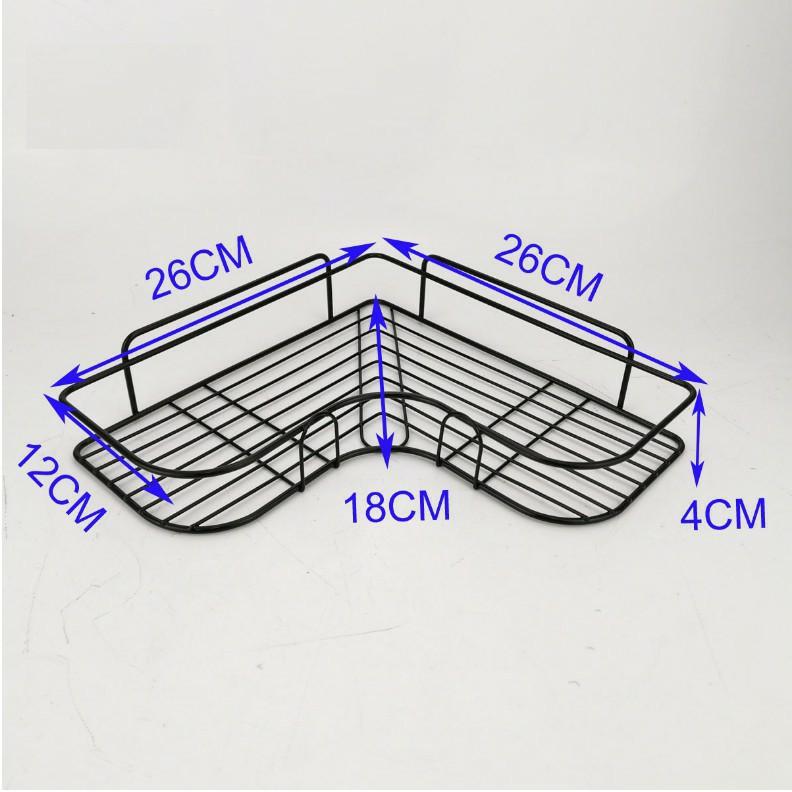 Kệ góc để đồ nhà tắm bằng sắt không gỉ dán tường tiện lợi, giá để đồ nhà tắm, nhà bếp cao cấp kèm 2 miếng dán siêu dín