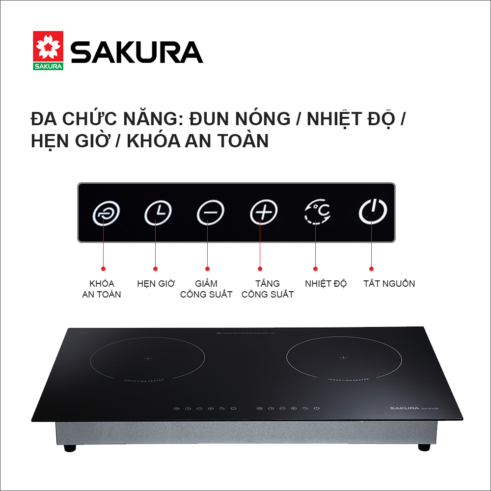 Bếp Từ Đôi Sakura EA-121GB Mặt Kính SCHOTT Ceran Hàng Chính Hãng